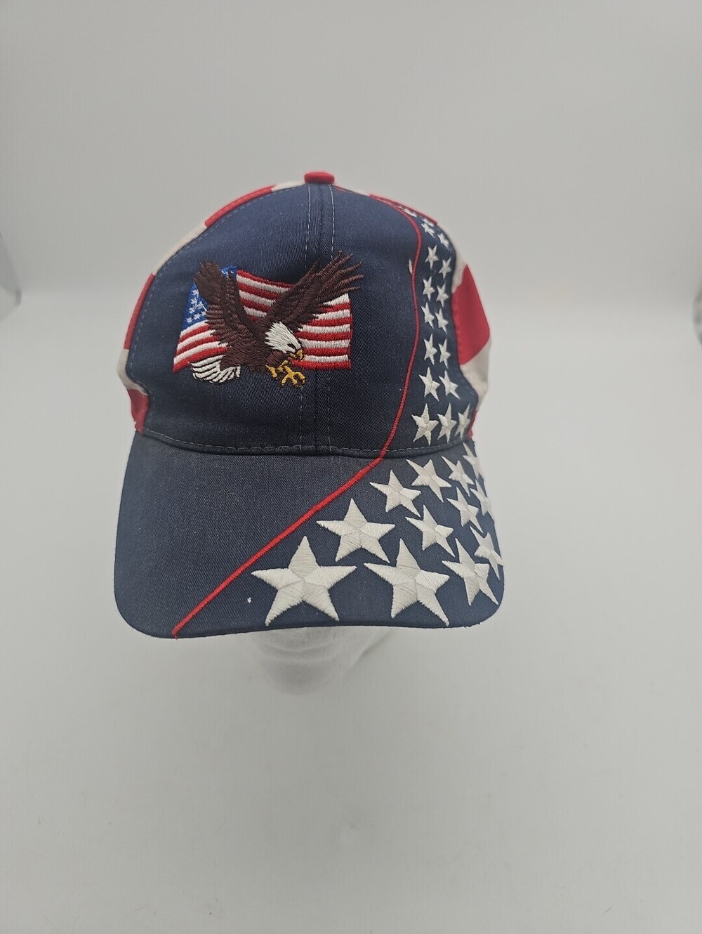 Vintage Nissun Cap USA Patriotic Bald Eagle American Flag Embroidered Hat